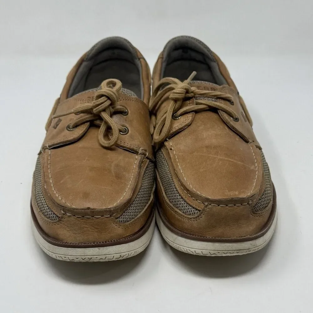 Sperry Top Sider Surveyor 2 Boat Shoes Mens 13 Brown Leather 2 Eye NO INSOLES